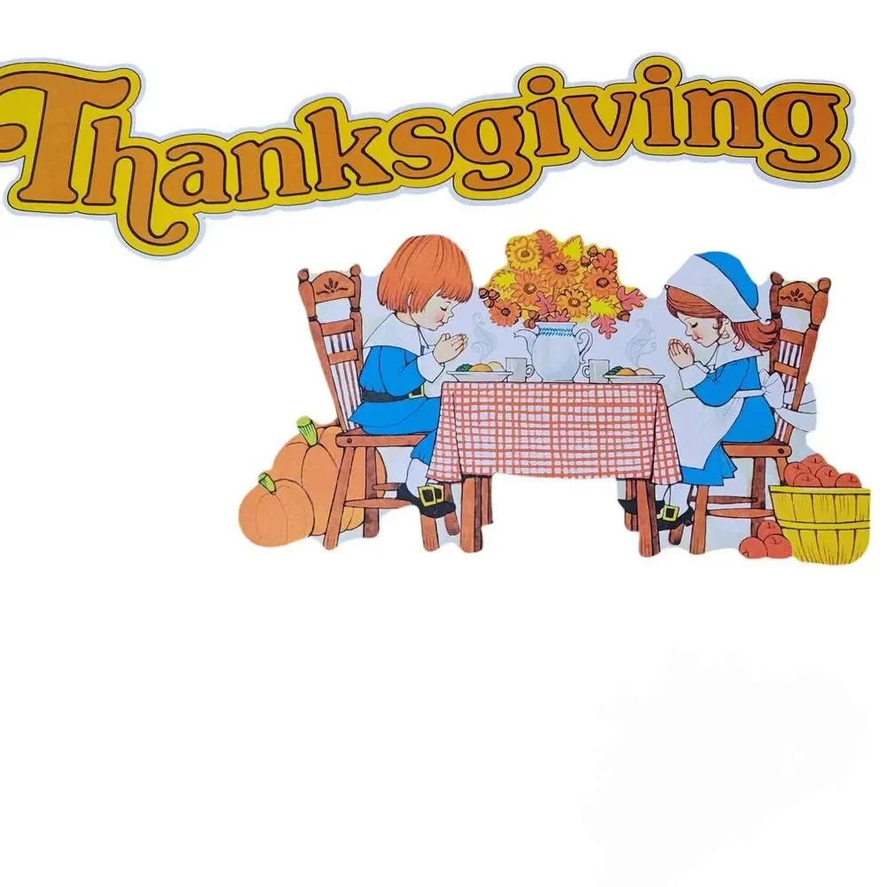 Lot of 6 Vintage Cardboard Cut-outs Thanksgiving